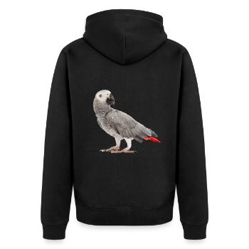 Graupapagei - Unisex Premium Bio Zip Hoodie - Schwarz - Hinten - Nico (187cm)