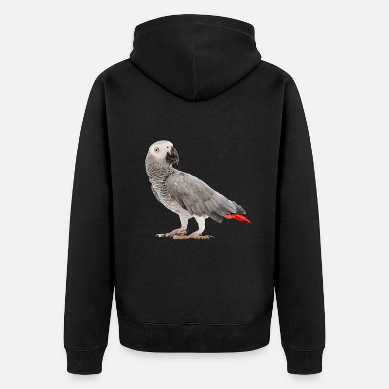 Perroquet gris d'Afrique - Veste à capuche bio Premium Unisexe - noir