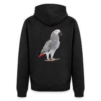 Graupapagei - Unisex Premium Bio Zip Hoodie - Schwarz - Hinten - Nico (187cm)