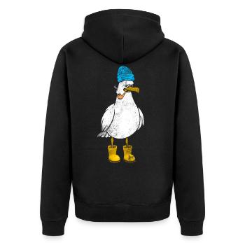 Funny sailor seagull - Unisex Premium Organic Zip Hoodie - black - Back - Nico (187cm)