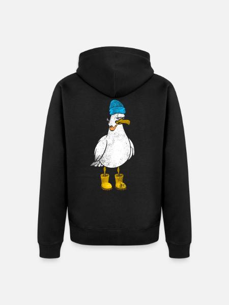 Funny sailor seagull - Unisex Premium Organic Zip Hoodie - black