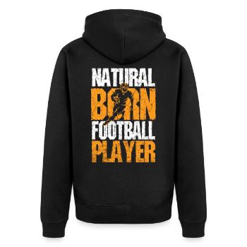 American Football - Unisex Premium Bio Zip Hoodie - Schwarz - Hinten - Nico (187cm)