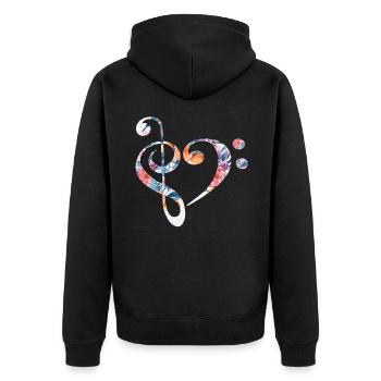 Clef heart shape - Unisex Premium Organic Zip Hoodie - black - Back - Nico (187cm)