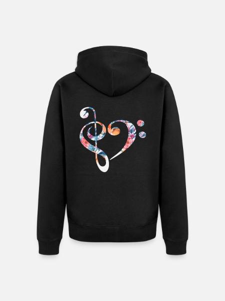 Clef heart shape - Unisex Premium Organic Zip Hoodie - black