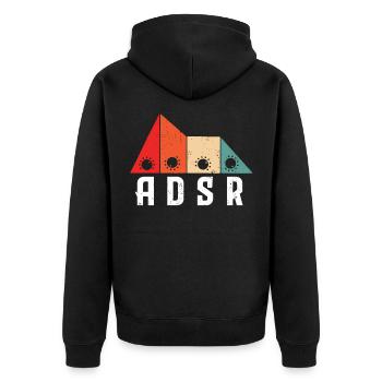 ADSR Modular Life Synthesizer - Unisex Premium Bio Zip Hoodie - Schwarz - Hinten - Nico (187cm)