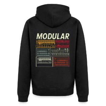 ADSR Modular Life Synthesizer - Unisex Premium Bio Zip Hoodie - Schwarz - Hinten - Nico (187cm)