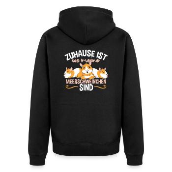 Zuhause Ist Wo Meine Meerschweinchen Sind - Unisex Premium Bio Zip Hoodie - Schwarz - Hinten - Nico (187cm)