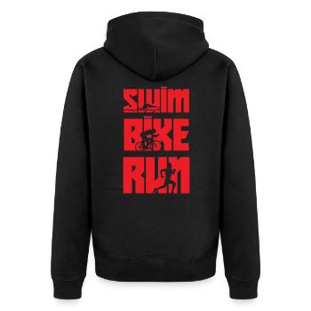 Multitâche Swim Bike Run Triathlon - Veste à capuche bio Premium Unisexe - noir - Dos - Nico (187cm)