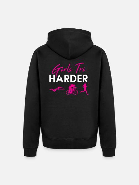 Grils Tri Harder Triathlon - Unisex Premium Organic Zip Hoodie - black