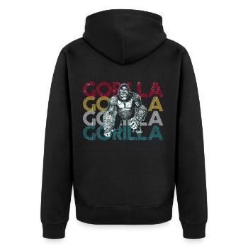 Gorilla - Unisex Premium Bio Zip Hoodie - Schwarz - Hinten - Nico (187cm)