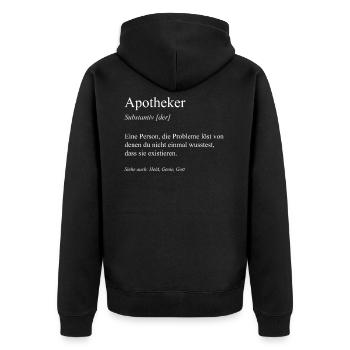 Apotheker Apotheke Pharmazie Pharmazeut Geschenk - Unisex Premium Bio Zip Hoodie - Schwarz - Hinten - Nico (187cm)
