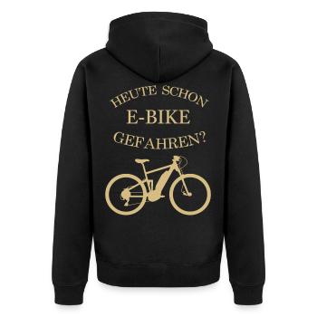 e bike e-bike spruch - Unisex Premium Bio Zip Hoodie - Schwarz - Hinten - Nico (187cm)