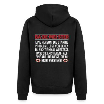 Nur Für Echte Bademeister - Unisex Premium Bio Zip Hoodie - Schwarz - Hinten - Nico (187cm)