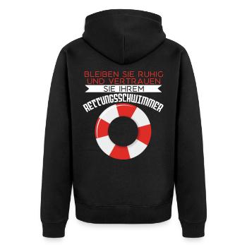 Ich Bin Rettungsschwimmer - Unisex Premium Bio Zip Hoodie - Schwarz - Hinten - Nico (187cm)