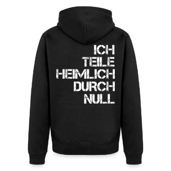 Ich teile heimlich durch Null Mathe Rechnen - Unisex Premium Bio Zip Hoodie - Schwarz - Hinten - Nico (187cm)