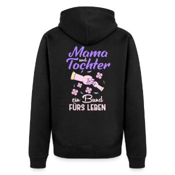 Mama Und Tochter ein bund fürs leben - Unisex Premium Bio Zip Hoodie - Schwarz - Hinten - Nico (187cm)