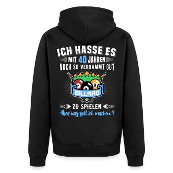 40. Geburtstag Billard Geschenk 40 Jahre Billiard - Unisex Premium Bio Zip Hoodie - Schwarz - Hinten - Nico (187cm)