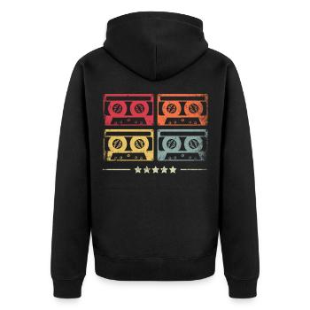 Vintage Musik Mixtape Kassette - Unisex Premium Bio Zip Hoodie - Schwarz - Hinten - Nico (187cm)