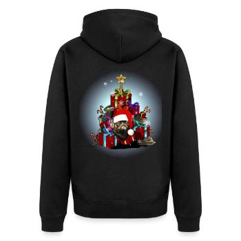 Brabanter Zwerggriffon - Unisex Premium Bio Zip Hoodie - Schwarz - Hinten - Nico (187cm)