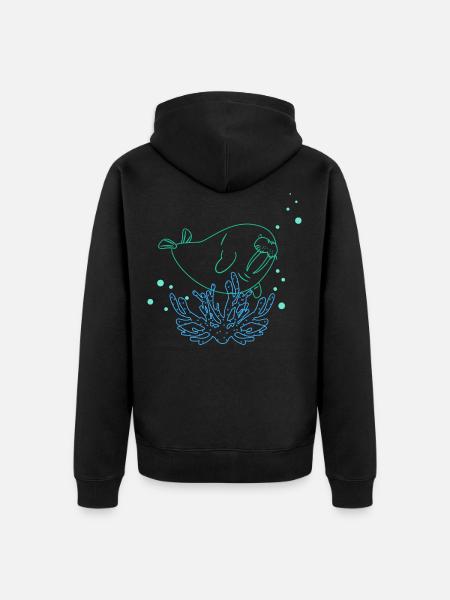 Walrus Swimming Underwater - Unisex Premium Organic Zip Hoodie - black