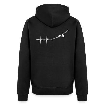 Battement de coeur pour l'amour des pilotes de planeurs - Veste à capuche bio Premium Unisexe - noir - Dos - Nico (187cm)