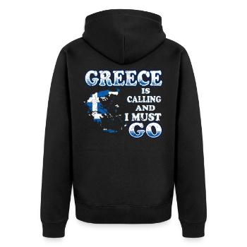 Griechenland - Unisex Premium Bio Zip Hoodie - Schwarz - Hinten - Nico (187cm)