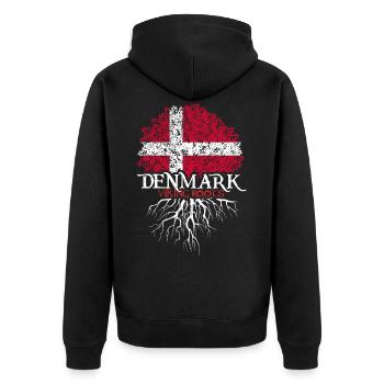 Dänemark Wikinger - Unisex Premium Bio Zip Hoodie - Schwarz - Hinten - Nico (187cm)