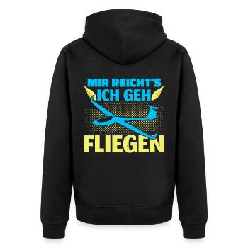 Mir Reichts Ich Geh Fliegen Segelfliegen Nerd - Unisex Premium Bio Zip Hoodie - Schwarz - Hinten - Nico (187cm)