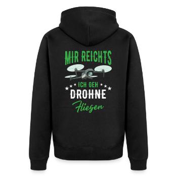 Mir Reichts Ich Geh Drohne Fliegen - Unisex Premium Bio Zip Hoodie - Schwarz - Hinten - Nico (187cm)