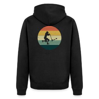 Vintage Scooter Roller Skatepark Stunt Geschenk - Unisex Premium Bio Zip Hoodie - Schwarz - Hinten - Nico (187cm)