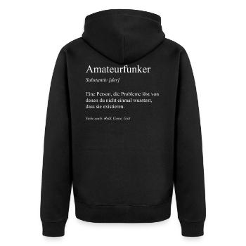 Amateurfunker Antenne Funker Funkturm CB Geschenk - Unisex Premium Bio Zip Hoodie - Schwarz - Hinten - Nico (187cm)