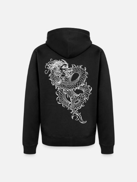 Chinesischer Drache Long - Unisex Premium Bio Zip Hoodie - Schwarz