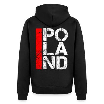 Poland - Unisex Premium Organic Zip Hoodie - black - Back - Nico (187cm)