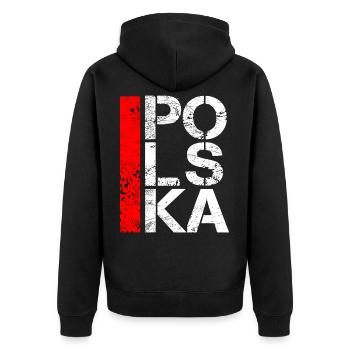 Poland - Unisex Premium Organic Zip Hoodie - black - Back - Nico (187cm)