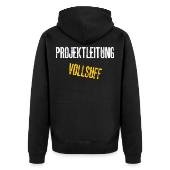 Projektleitung Vollsuff Wein Saufen Gruppen Outfit - Unisex Premium Bio Zip Hoodie - Schwarz - Hinten - Nico (187cm)