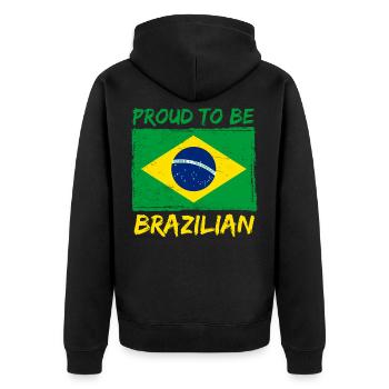 Drapeau brésilien fier - Brésil - Veste à capuche bio Premium Unisexe - noir - Dos - Nico (187cm)