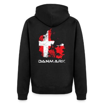Denmark - Unisex Premium Organic Zip Hoodie - black - Back - Nico (187cm)