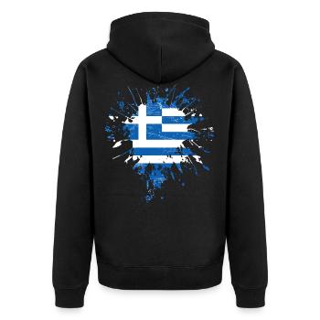 Griechenland Flagge - Unisex Premium Bio Zip Hoodie - Schwarz - Hinten - Nico (187cm)