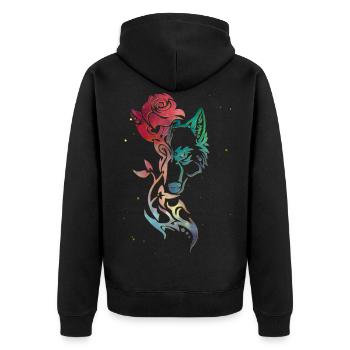 loup and rose - Veste à capuche bio Premium Unisexe - noir - Dos - Nico (187cm)
