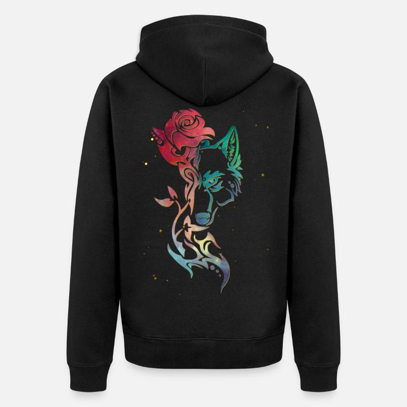loup and rose - Veste à capuche bio Premium Unisexe - noir