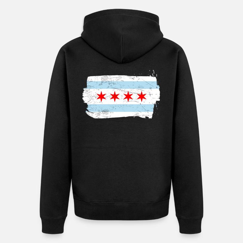 Drapeau de Chicago - Veste à capuche bio Premium Unisexe - noir