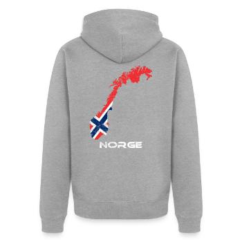 Norvège - Veste à capuche bio Premium Unisexe - gris chiné - Dos - Nico (187cm)
