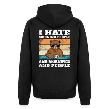 I hate morning people and mornings and people gift - Veste à capuche bio Premium Unisexe - noir - Dos - Nico (187cm)