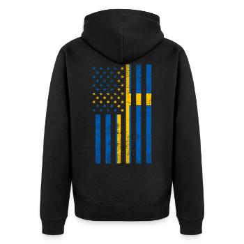 Drapeau USA Suède - Veste à capuche bio Premium Unisexe - noir - Dos - Nico (187cm)