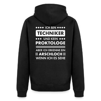 Staatlich geprüfter Techniker Meister Geschenk - Unisex Premium Bio Zip Hoodie - Schwarz - Hinten - Nico (187cm)