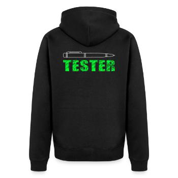 Pen Tester Penetration Tester Hacker Informatiker - Unisex Premium Bio Zip Hoodie - Schwarz - Hinten - Nico (187cm)