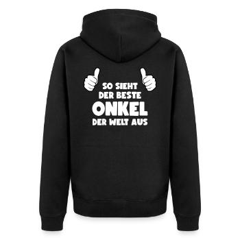 So sieht der beste Onkel der Welt aus Bester Onkel - Unisex Premium Bio Zip Hoodie - Schwarz - Hinten - Nico (187cm)