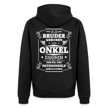 Born as a brother uncle chose Eid godfather - Unisex Premium Organic Zip Hoodie - black - Back - Nico (187cm)