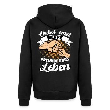 Onkel und Neffe Freunde fürs Leben - Unisex Premium Bio Zip Hoodie - Schwarz - Hinten - Nico (187cm)
