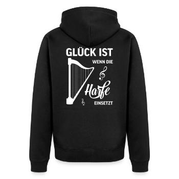 Harfe Lyra Liar Harfenspieler Saiten Geschenk - Unisex Premium Bio Zip Hoodie - Schwarz - Hinten - Nico (187cm)